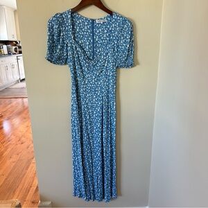 Reformation Lacey Midi Dress Floral Blue Size 4